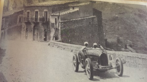 Mrs Elisabeth Junek and Caltavuturo in their Bugatti at the Targa. She was within four miles of winning the race against the best drivers on the planet when her brakes failed. When her husband died at the Ring, she withdrew from racing and accepted Ettore Bugtti's offer of becoming Bugatti's sales person in the Far East.