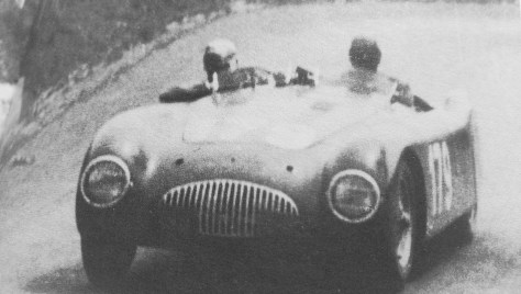 Nuvolari at the first post-war Mille MIglie in his Cisitalia 1100, designed by Porsche's son, and funded by FIAT's Agnelli. 
